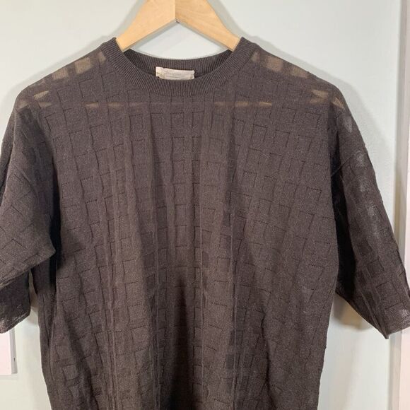 Zanone Women's Knit Top Size IT 44/ US Medium Sheer Golden Thread Short Sleeve - Picture 3 of 7